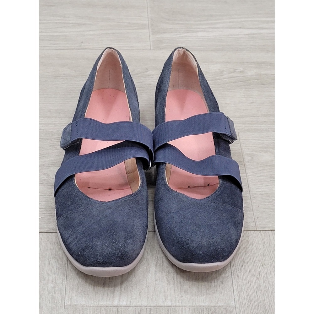 Vionic Shelby Mary Jane Flats Women's 10 Blue Suede Comfort Shoes No Insoles